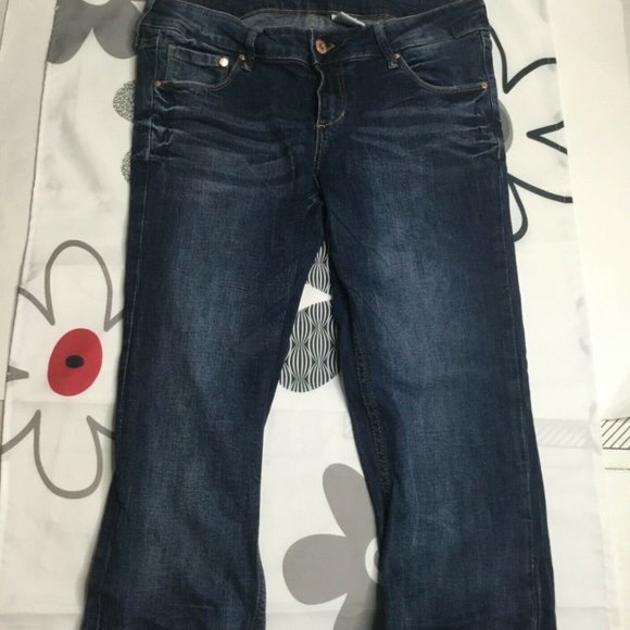 H&M Womens Blue Cotton Denim Bootcut Dark Stretch - Picture 3 of 10